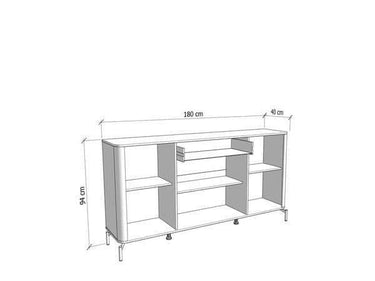 Elegant Dariqon Cashmere Oak Effect 4-Door Sideboard with Spacious Storage - UK Luxury Furniture